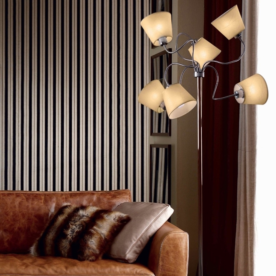 Lampada da terra contemporanea luci orientabili paralumi pergamena