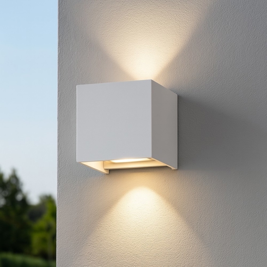 Atom ap d10 ideal lux applique da esterno cubo bianco led 12w 3000k