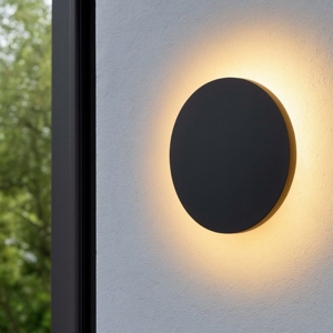 Ideal lux punto ap d30 applique per esterno rotonda nera led 16w 3000k