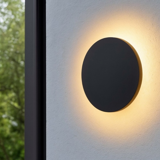 Ideal lux punto ap d30 applique per esterno rotonda nera led 16w 3000k