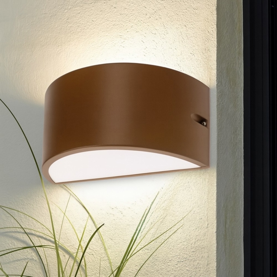 Applique da esterno curva corten marrone