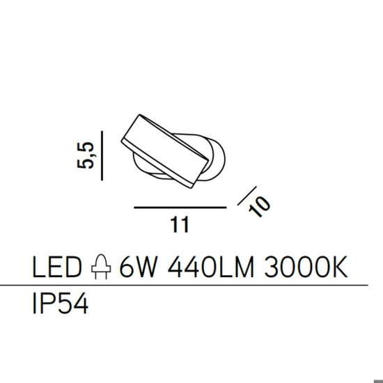 Applique da esterno orientabile led 6w 3000k nero ip54 candy perenz illuminazione