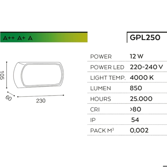 Gea luce nut applique da esterno bianco led 12w 4000k