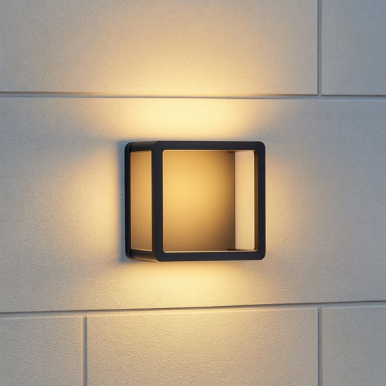 Applique per esterni quadrato nero moderno led 9w 3000k