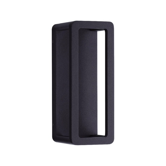 Applique da esterno led 9w 3000k moderna nera rettangolare
