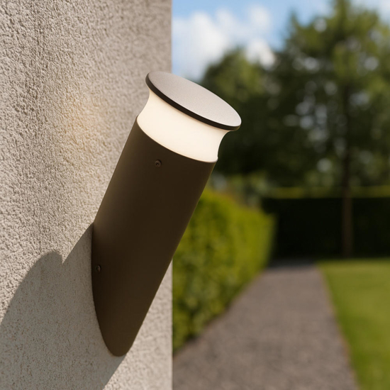 Applique marrone per esterno balcone design inclinato led 9w 3000k