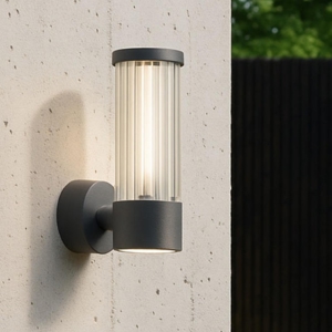 Applique per esterno moderno led 8w 4000k grafite vetro rigato ip54