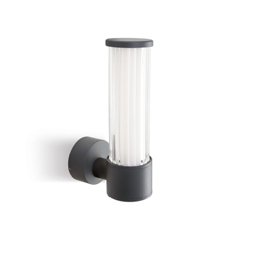 Applique per esterno moderno led 8w 4000k grafite vetro rigato ip54