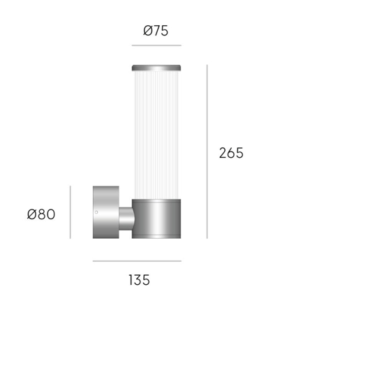 Applique per esterno moderno led 8w 4000k grafite vetro rigato ip54