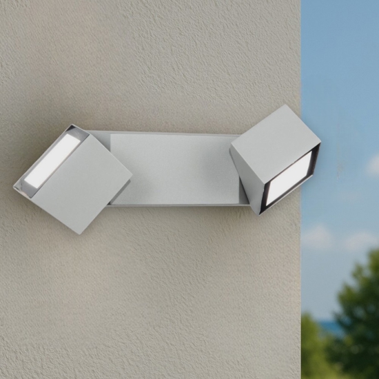 Applique da esterno grigia ip54 ap steve ondaluce led 4000k oriantabili