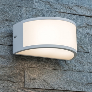 Applique bianca da esterno design curvo e27 ip54