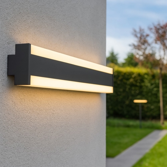 Grande applique rettangolare da esterno led 11w tricolor antracite ip54