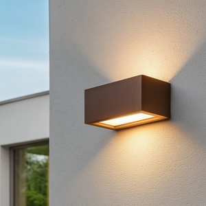 Applique da esterno rettangolare marrone e27 ip65 luce sopra sotto