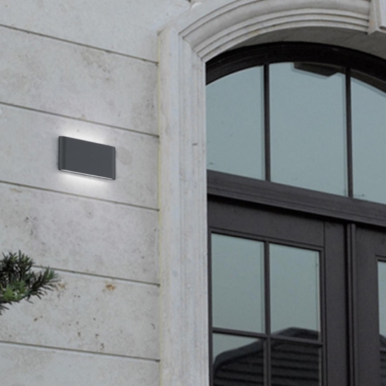 Applique rettangolare per esterno 9w 3000k antracite