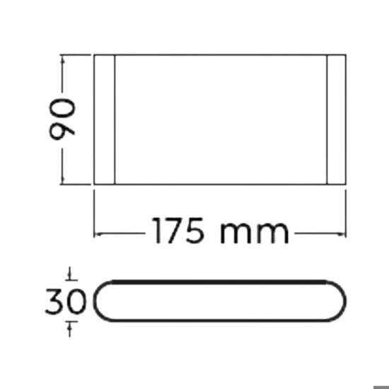 Applique rettangolare per esterno 9w 3000k antracite