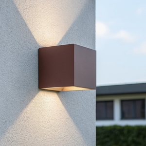 Ideal lux rubik ap 3000k applique da esterno corten ip54 cubo led