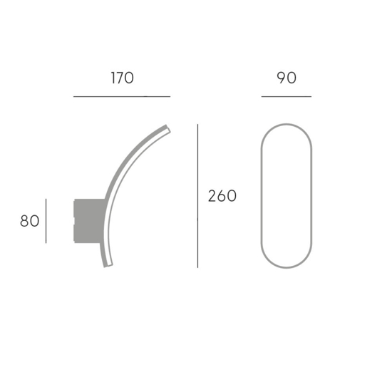 Applique da esterno design curvo grafite led 15w 3000k