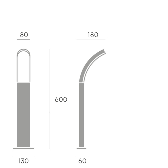 Lampione per esterno design curvo grafite led 15w 3000k ip65