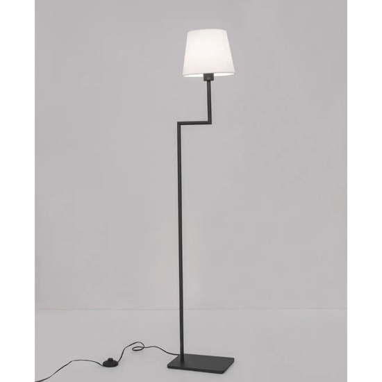 Piantane da salotto minimalista metallo nero paralume bianco