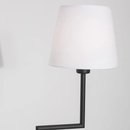 Piantane da salotto minimalista metallo nero paralume bianco