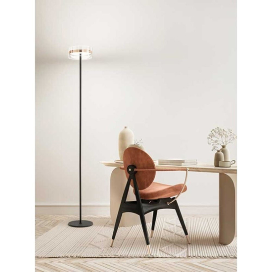 Piantana moderna da terra perenz aere vetro oro rosa led 3000k