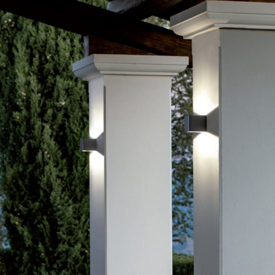 Applique da esterno cubo grafite led 13w 3000k biemissione ip65