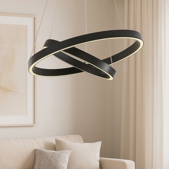 Maytoni rim lampadario moderno nero circolare led 3000k