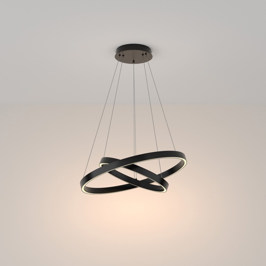 Maytoni rim lampadario moderno nero circolare led 3000k