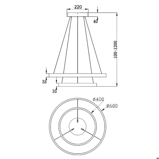 Maytoni rim lampadario moderno nero circolare led 3000k