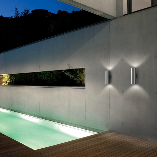 Gun ap2 small applique per esterno cilindro ip44 alluminio ideal lux