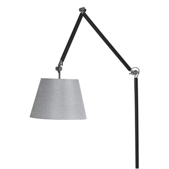 Piantana lampada arco nera orientabile paralume grigio moderna