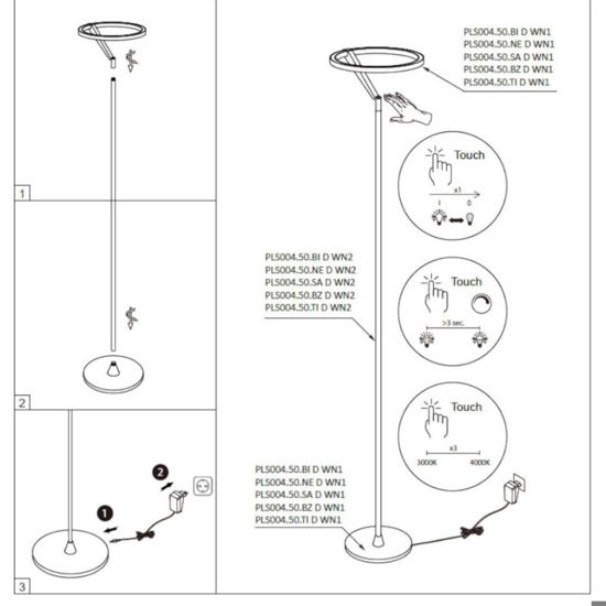 Piantana titanio vivida meridiana moderna led 27w 3000k 4000k