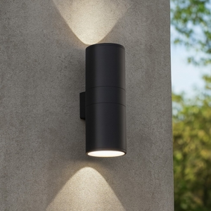 Gun ap2 big ideal lux applique da esterno nero cilindro ip44 biemissione