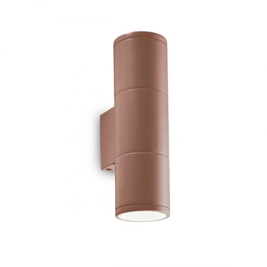 Gun ap2 small applique per esterno cilindro marrone caffe luci up e down ideal lux