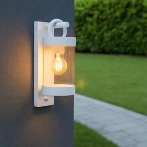 Applique bianco da esterno con sensore di movimento crepuscolare