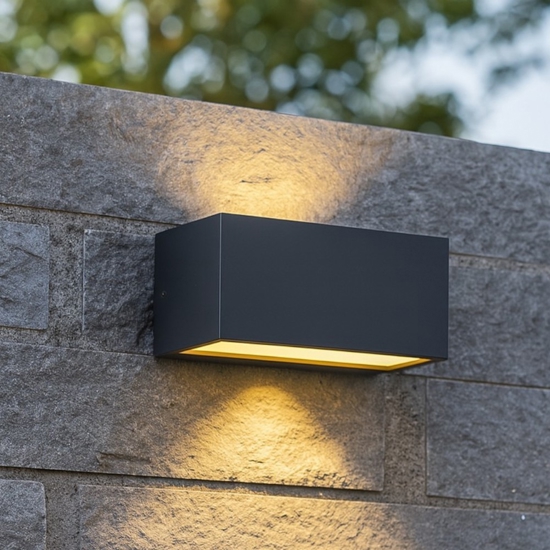 Applique rettangolare per esterni antracite moderna ip44
