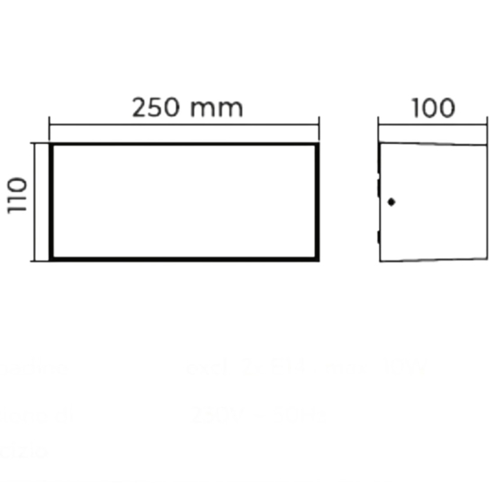 Applique rettangolare per esterni antracite moderna ip44
