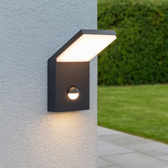 Style ap sensor applique da esterno antracite led 9w 4000k sensore di movimento