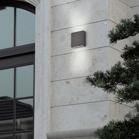 Applique antracite per esterni 5w 3000k quadrata moderna