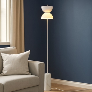 Lampada da terra moderna maytoni kyoto led 3000k base in marmo bianco h145 cm