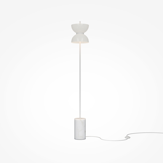 Lampada da terra moderna maytoni kyoto led 3000k base in marmo bianco h145 cm