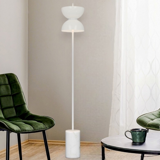 Lampada da terra moderna maytoni kyoto led 3000k base in marmo bianco h145 cm