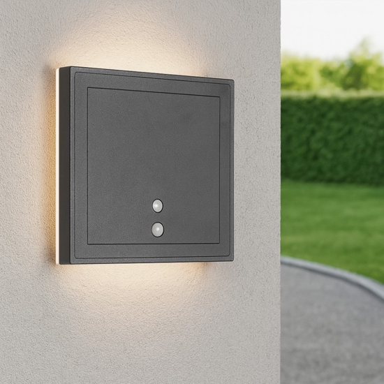 Applique quadrata da esterno led 2w sensore di movimento