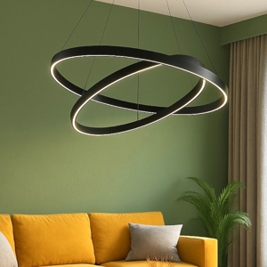 Maytoni rim lampadario moderno nero con 2 cerchi led 3000k