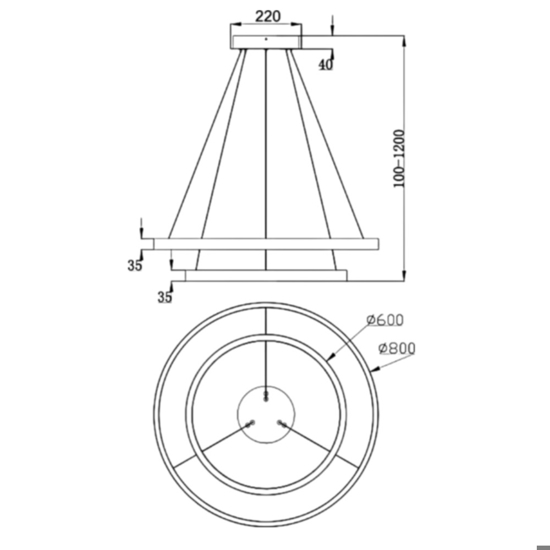 Maytoni rim lampadario moderno orientabile led 3000k