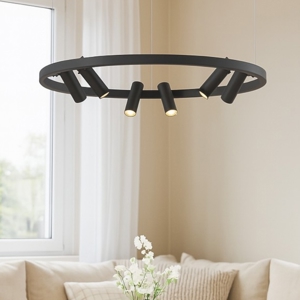 Maytoni satellite lampadario moderno nero con 6 luci led 3000k orientabili