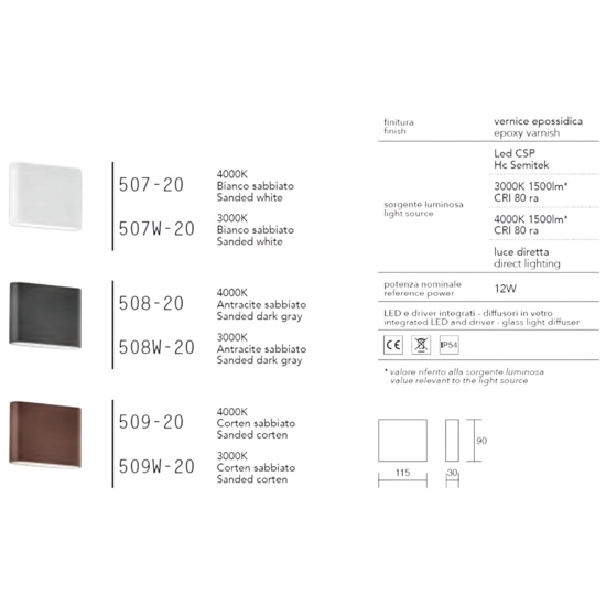 Applique da esterno led 12w 3000k antracite moderna ip54