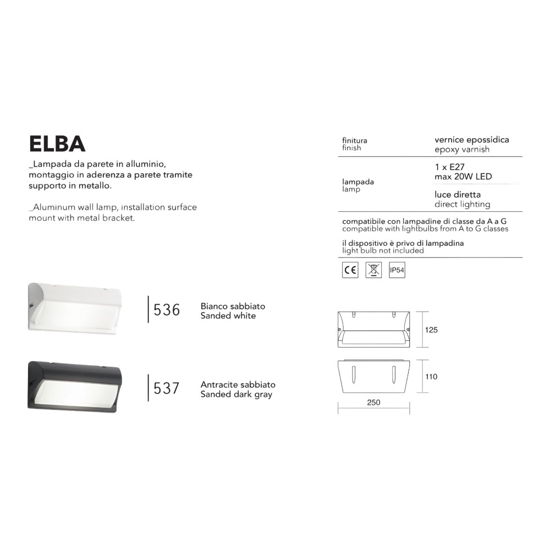 Isyluce elba applique da esterno bianca 
