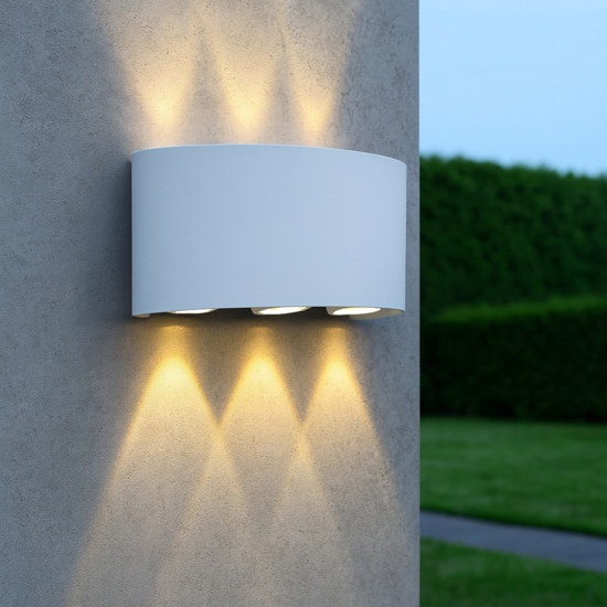 Applique per esterno design moderna bianco ip54 6w 3000k maytoni strato