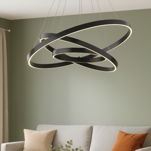 Maytoni rim lampadario moderno nero con 3 cerchi led 3000k